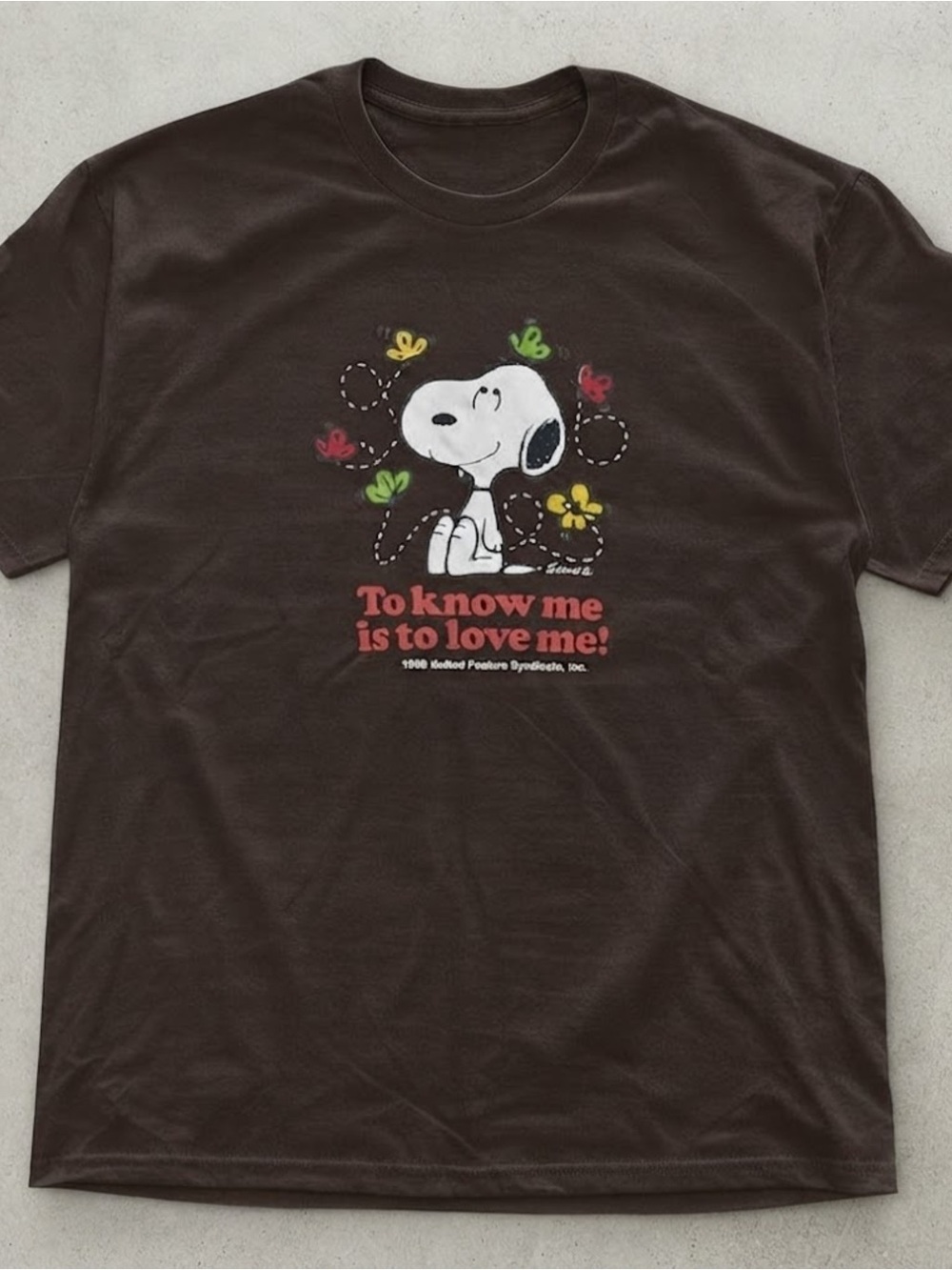 Cartoon Dog Graphic Print Heavy Cotton Gildan T-Shirt - Brown